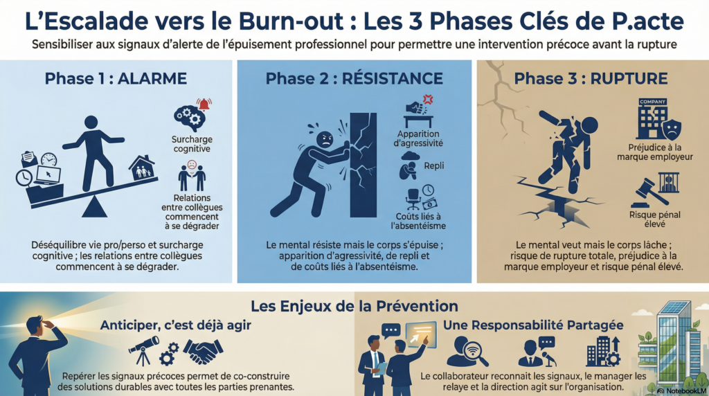 Prévention Burn-out & RPS en Entreprise | P.acte & Co infographie pour domaines d intervention